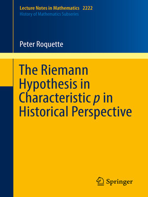 cover image of The Riemann Hypothesis in Characteristic p in Historical Perspective